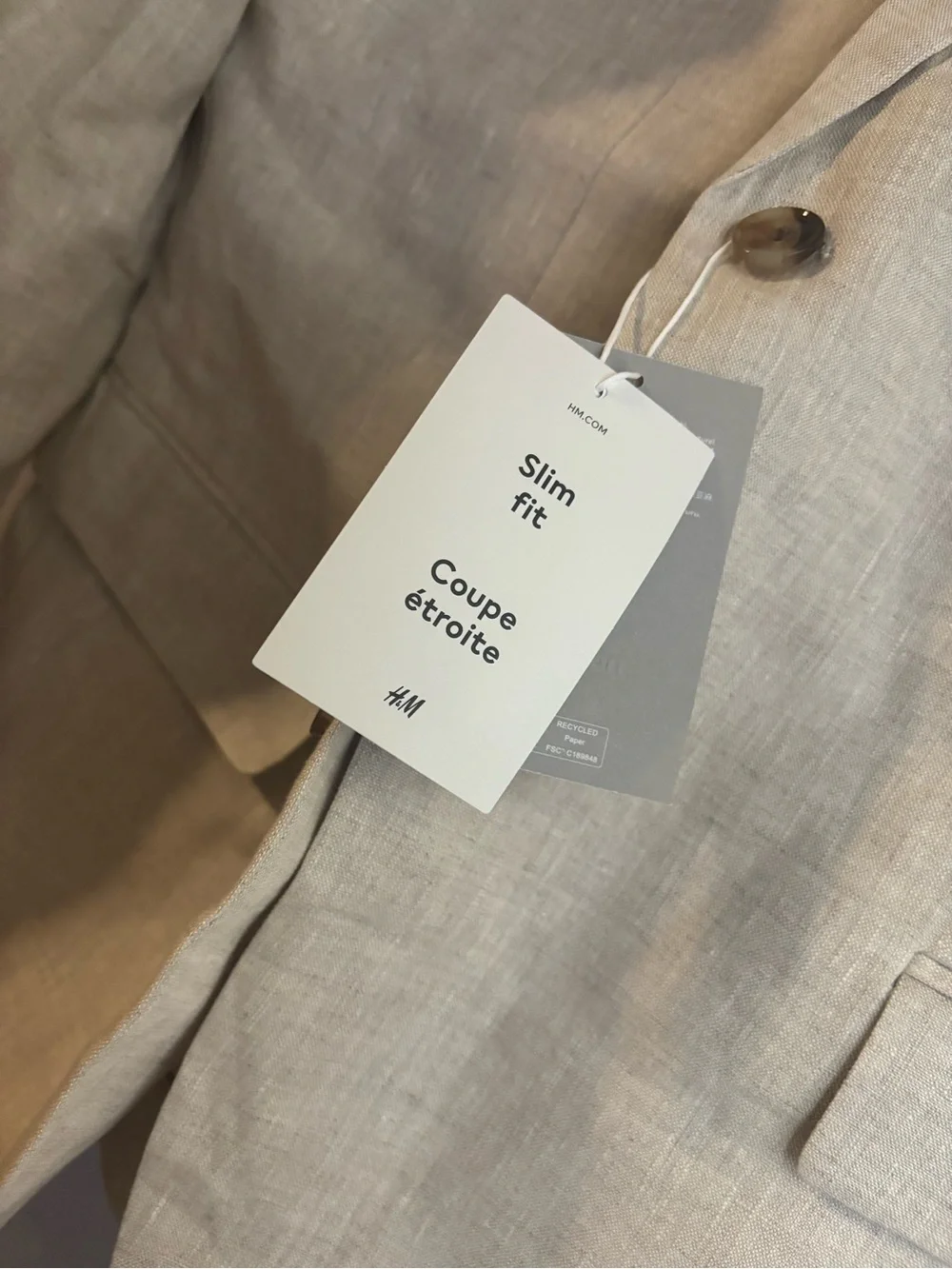 H&M Slim Fit Sport Coat in Light Taupe